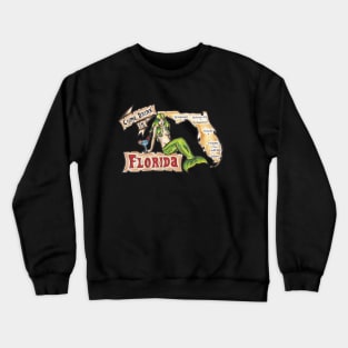 Mermaid Florida Postcard: Come Drink in Florida Crewneck Sweatshirt